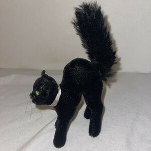 Rare Vintage Steiff Halloween Mohair 9” Black Arched Back Tom Cat